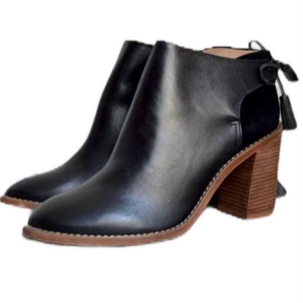 Madewell x Sezane High Heel Tassel Black Leather Ankle Boots Booties Size 7.5